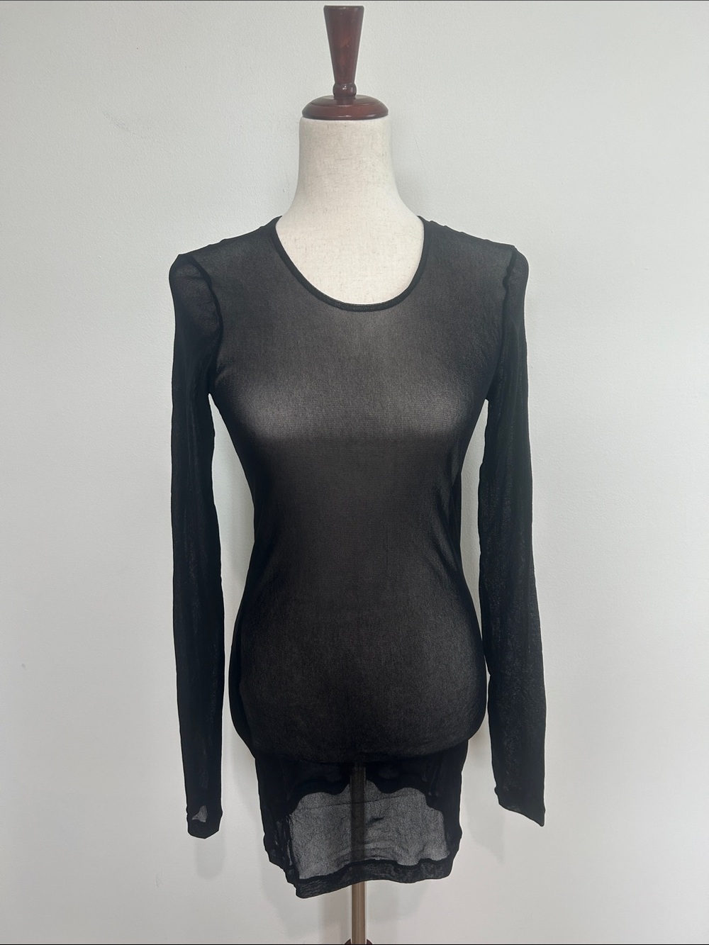 Flax Black Sheer Long Sleeve Women’s Top Size Small 6 8 10 NWT